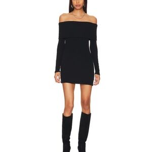 Enza Costa Off-shoulder Sweater Mini Dress in Black